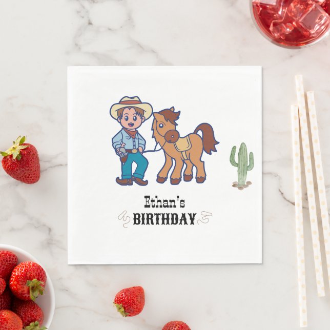 Cowboy Birthday Rodeo Party Napkin (Insitu)