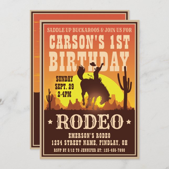Cowboy Birthday Rodeo Poster Party, Any Age Invitation (Front/Back)