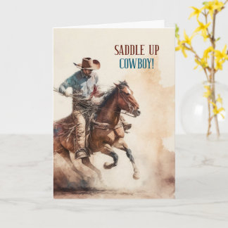 Cowboy Birthday Western Themed Horseback Card