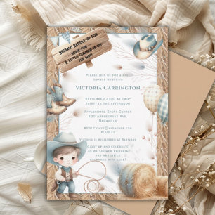 Cowboy Blue Western Boy Baby Shower Invitation