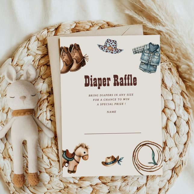 Cowboy Blue Western Rode Diaper Raffle Ticket Card (Creator Uploaded)