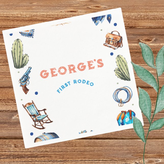 Cowboy Blue Western Wild West Birthday  Napkin (Creator Uploaded)