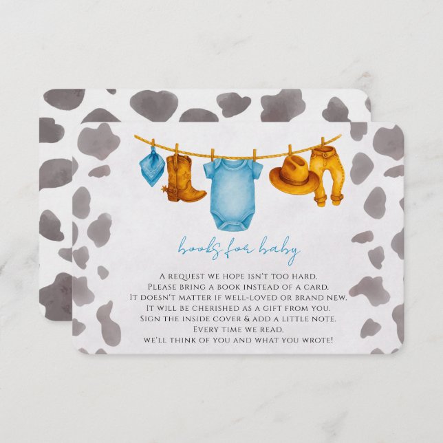 Cowboy Books for Baby Insert Card Boy (Front/Back)