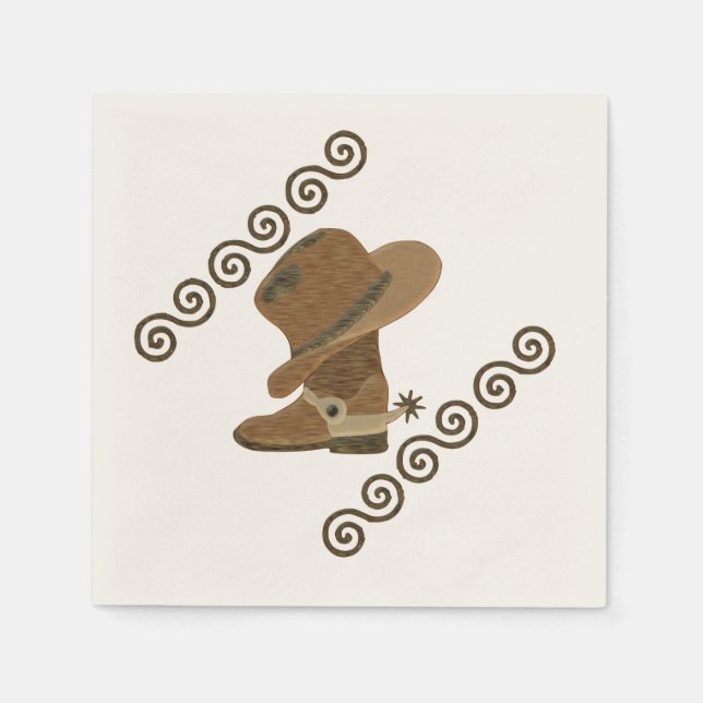Cowboy Boot and Hat Off Wooden Inlay Napkin (Front)
