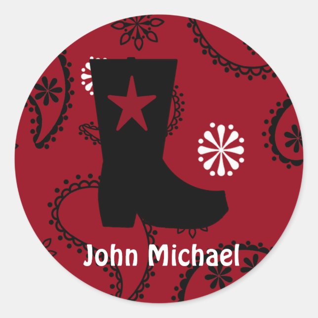 Cowboy  Boot Birthday  Stickers (Front)