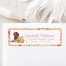 Cowboy Boot & Bouquet Floral Return Address