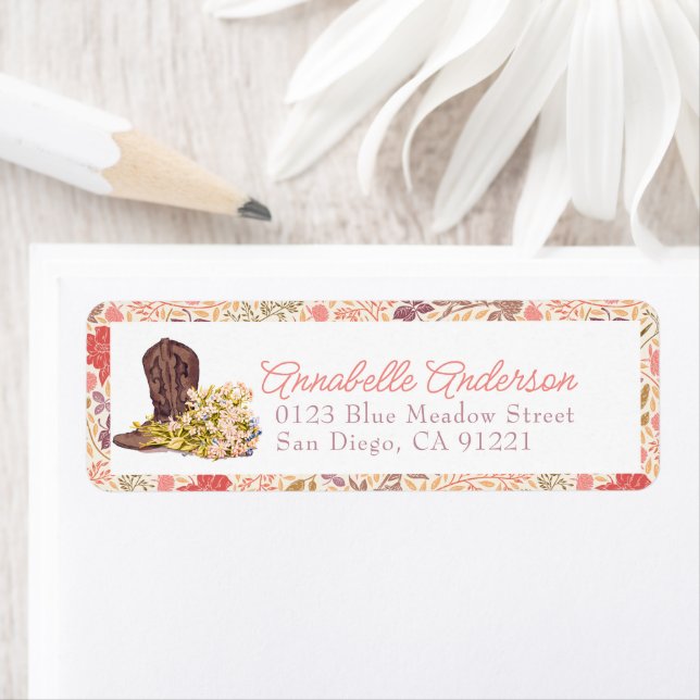 Cowboy Boot & Bouquet Floral Return Address (Insitu)