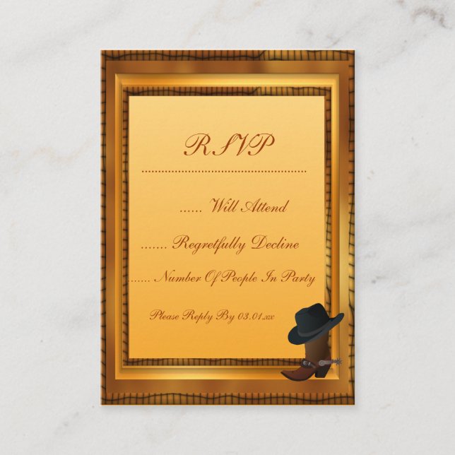 Cowboy Boot & Hat Enclosure Card (Front)