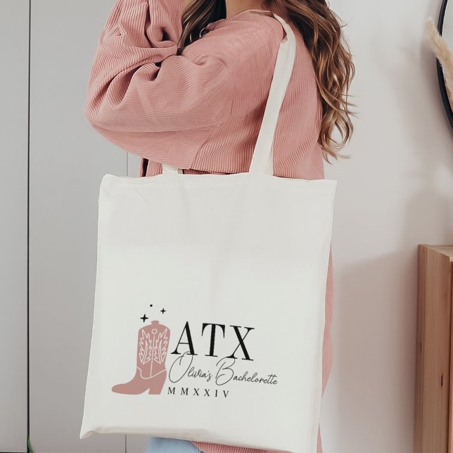 Cowboy Boot Personalised Austin Bachelorette Party Tote Bag (Creator Uploaded)