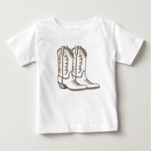 Cowboy Boot Sketch Tee Shirt for kids