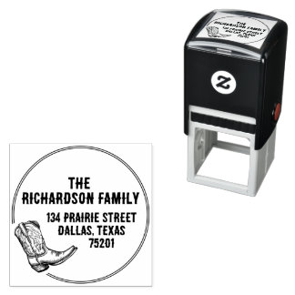 Cowboy Boot Southern Texas Return Address Self-inking Stamp