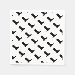 Cowboy Boot Spurs Silhouette Pattern black white Napkin