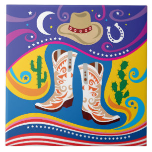 Cowboy Boots and Desert Stars Tile