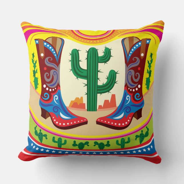 Cowboy Boots and Desert Sun Cushion (Front)