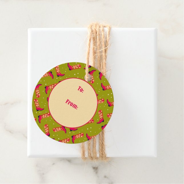 Cowboy boots and Flowers Favour Tags (In Situ)