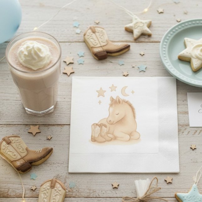 Cowboy Boots and Foal Baby Shower Napkin (cowboy baby boots and foal baby shower napkin)