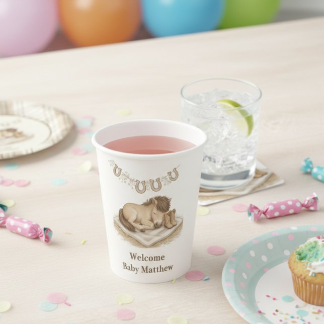 Cowboy Boots and Foal Baby Shower Paper Cups (Cowboy boots and foal baby shower paper cup)