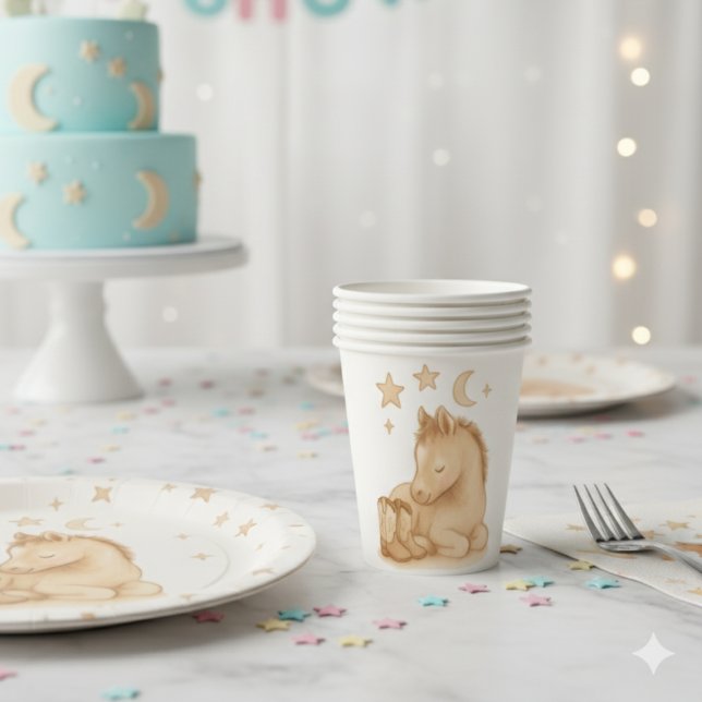 Cowboy Boots and Foal Baby Shower Paper Cups (Sweet Baby Cowboy Boots and Foal baby shower cups)
