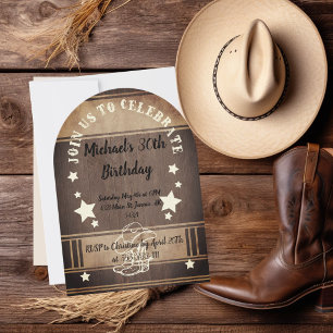 Cowboy boots and hat 30th birthday card
