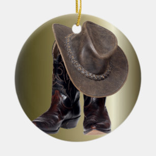Cowboy Boots and Hat Ceramic Tree Decoration