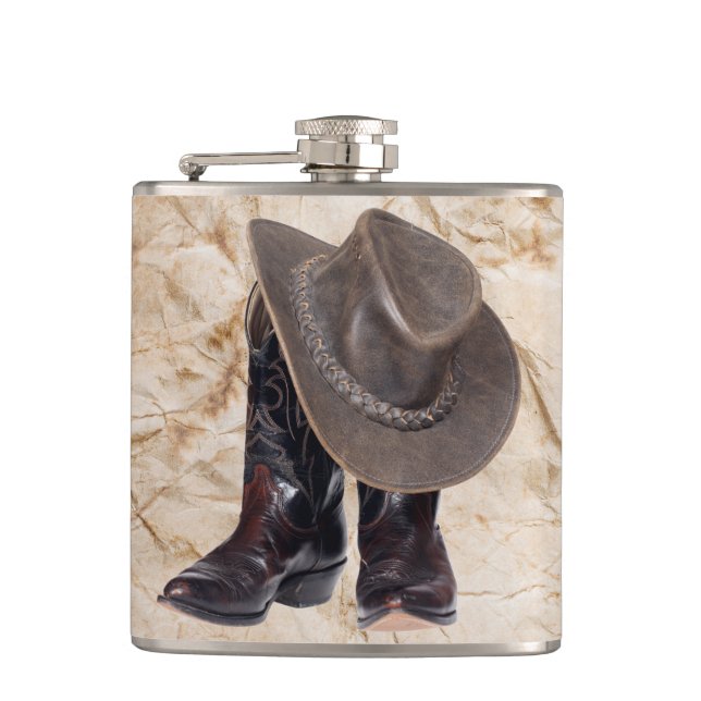 Cowboy Boots and Hat Hip Flask (Front)