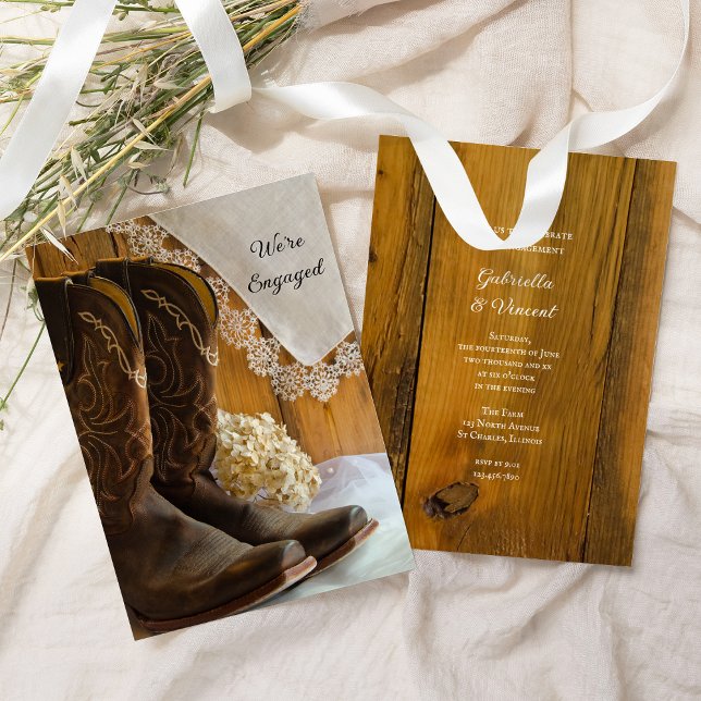 Cowboy Boots and Lace Western Engagement Party Invitation (Creator Uploaded)