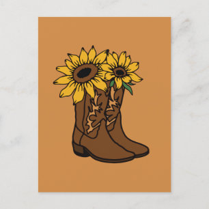 Cowboy boots and sunflowers  holiday postcard