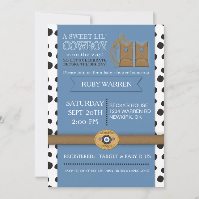 Cowboy Boots Baby Shower Invitation (Front)