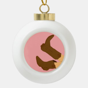 Cowboy Boots  Ceramic Ball Christmas Ornament