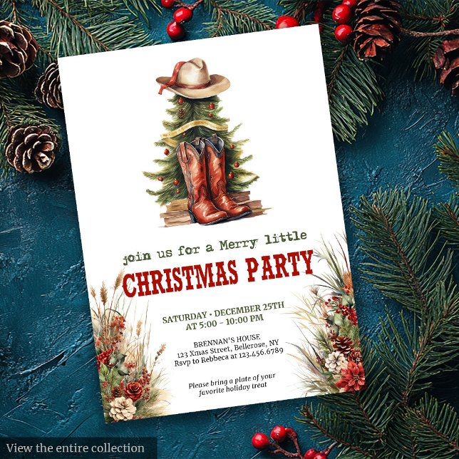 Cowboy boots Christmas party invite rustic style (Cowboy boots Christmas party invite rustic style

)