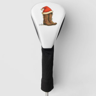 Cowboy Boots Christmas Western Santa Hat Golf Head Cover