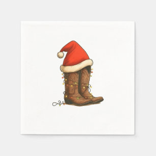 Cowboy Boots Christmas Western Santa Hat  Napkin