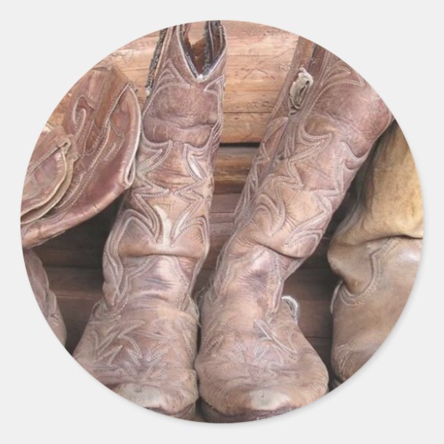 Cowboy Boots Classic Round Sticker (Front)