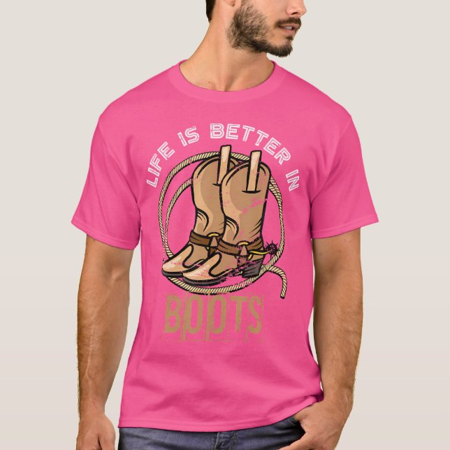 Cowboy Boots Country Cowboy Rodeo Men Gift Western T-Shirt (Front)