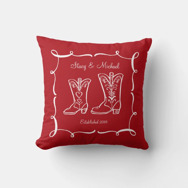 Cowboy Boots Couple's Throw Pillow (Front)