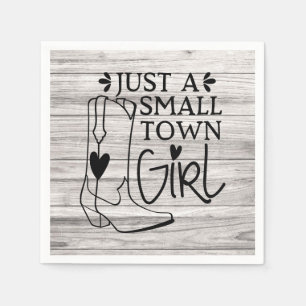 Cowboy Boots Cowgirl Country Girl Western Wood Napkin