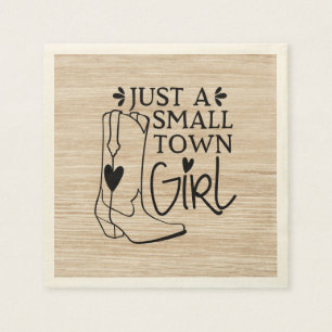 Cowboy Boots Cowgirl Country Western Wood Napkin