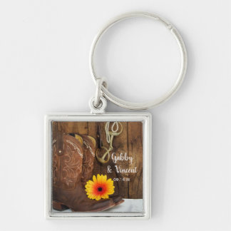 Cowboy Boots, Daisy Horse Bit Western Wedding Key Ring
