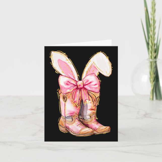Cowboy Boots Easter Bunny Howdy Coquette  Card (Front)