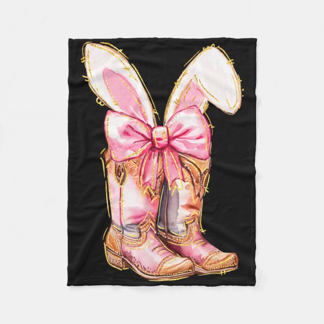 Cowboy Boots Easter Bunny Howdy Coquette  Fleece Blanket (Front)