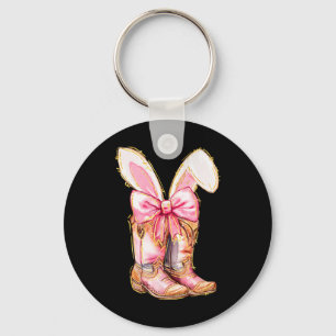 Cowboy Boots Easter Bunny Howdy Coquette  Key Ring
