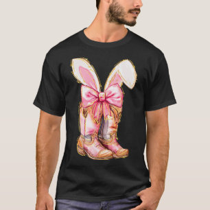 Cowboy Boots Easter Bunny Howdy Coquette  T-Shirt