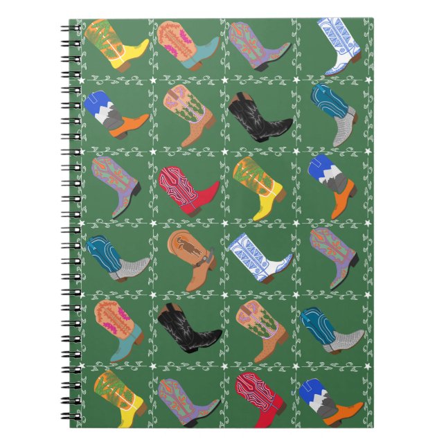 Cowboy Boots Fun Printed Spiral Notebook Journal (Front)