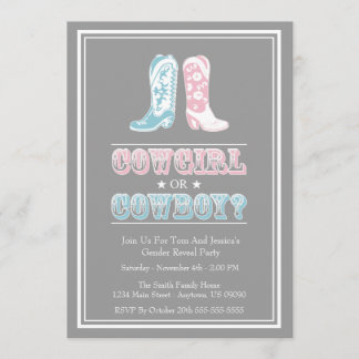 Cowboy Boots Gender Reveal Party Invitations
