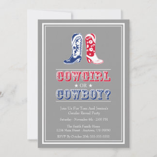 Cowboy Boots Gender Reveal Party Invitations