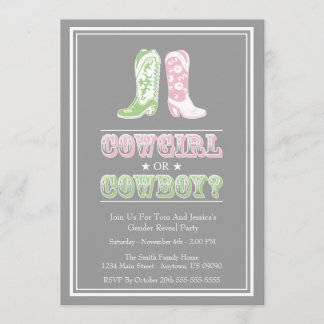 Cowboy Boots Gender Reveal Party Invitations