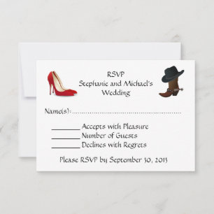 Cowboy Boots High Heels Shoes Wedding  RSVP Card