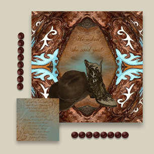 Cowboy Boots Kaleidoscope Wedding Invitation