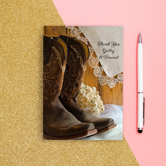 Cowboy Boots Lace Western Wedding Thank You Notes (Creator Uploaded)