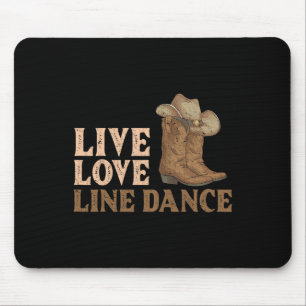 Cowboy Boots Line Dancing Country Hat Live Love Li Mouse Pad